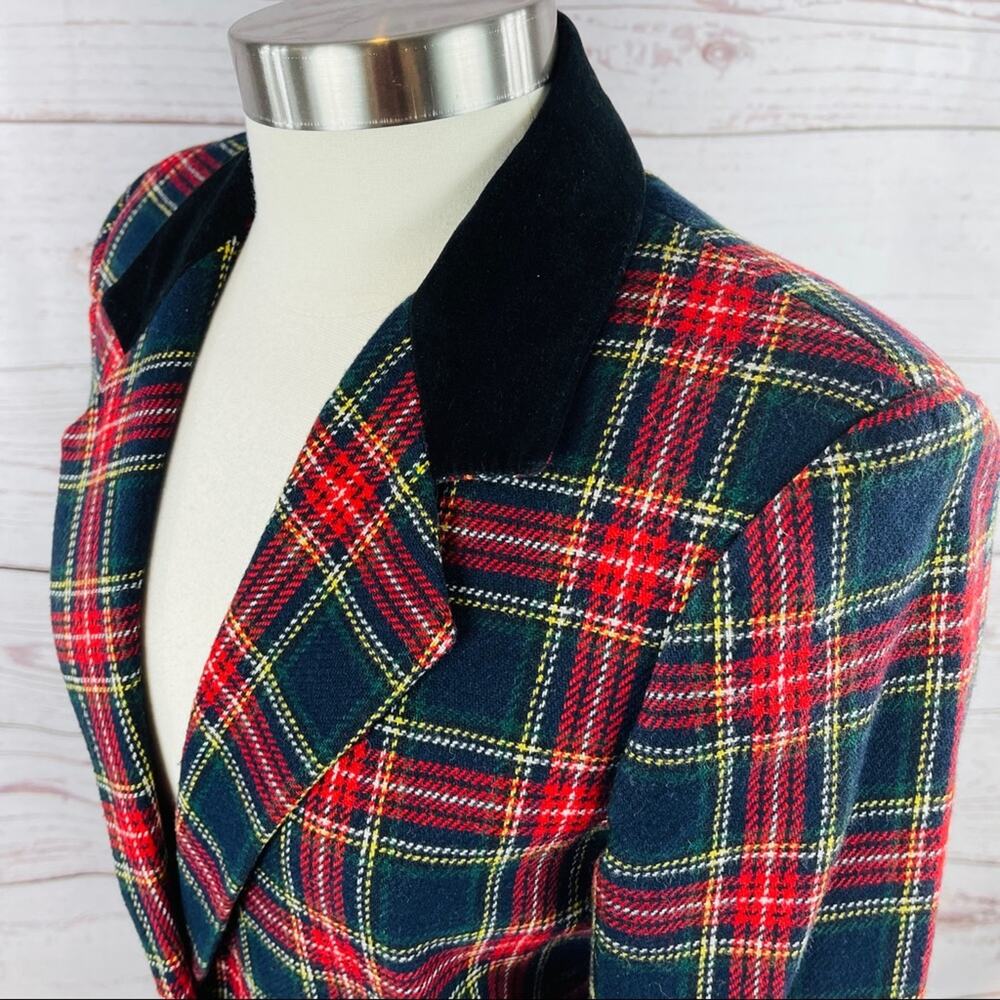 Sag Harbor Petite plaid jacket velvet collar 4P - Picture 8 of 13